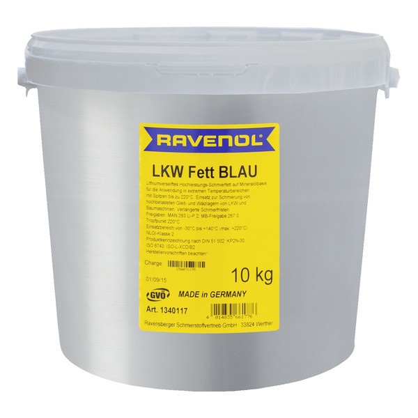 Смазка LKW FETT BLAU RAVENOL , мин. 10кг (DIN 51502 KP2N-30, MAN 283 Li-P2, MB-Approval 267.0)